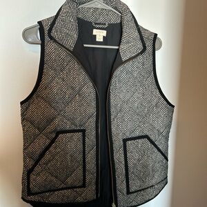 J. Crew Black and White Herringbone Vest
